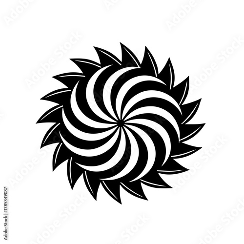 Abstract black and white spiral design isolated on