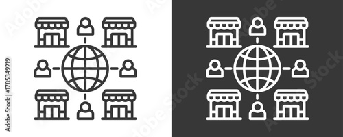 Outsourcing Icon Set Vector Collection Isolated In Black And White