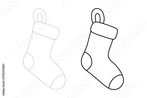 Trace and Color Christmas Socks For Christmas Coloring Pages Printable Vector
