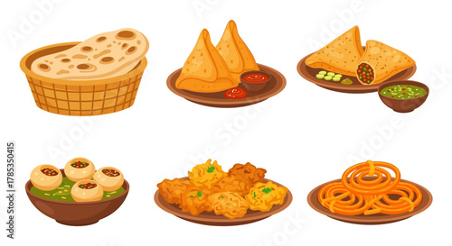 Delicious Indian Food Platter Featuring Samosas, Jalebi, and Various Savory Snacks