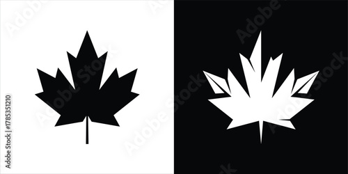 Minimalist Maple Leaf Icons on Contrasting Backgrounds