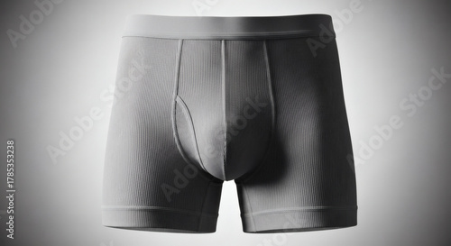 Gray Ribbed Boxer Briefs: Comfortable Underwear for Men, Studio Shot on White