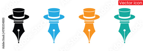 Colorful pen nibs with stylish hats bring creative flair to your next project, adding whimsical design elements for playful and professional use