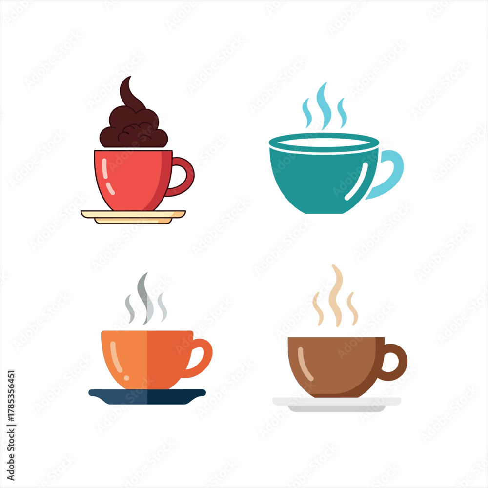 Obraz premium Coffee Break Minimalist Mug Vector Illustration Set