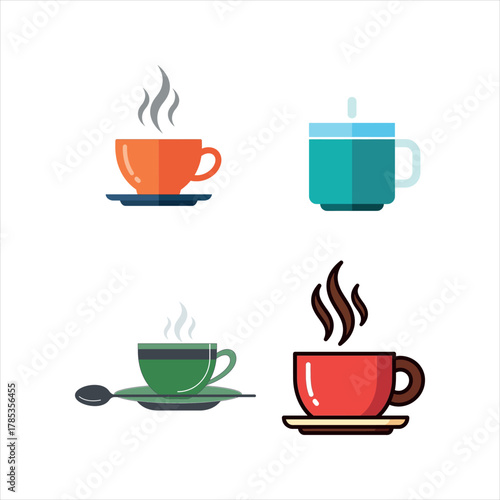 Graphic set of isolated black cow horn and mustache silhouette vector icons