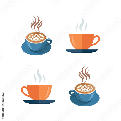 Graphic set of isolated black cow horn and mustache silhouette vector icons