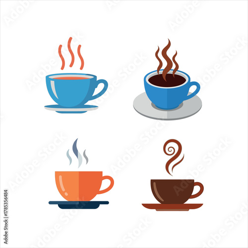 Graphic set of isolated black cow horn and mustache silhouette vector icons