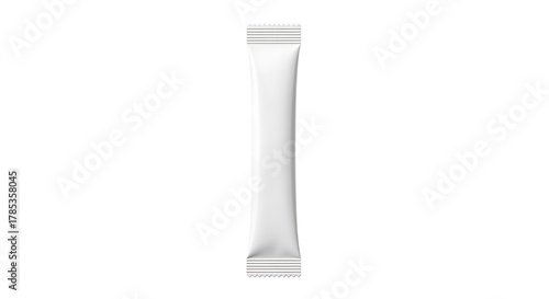 Single white stick packet sachet for food or beverage, isolated on white background mockup background image