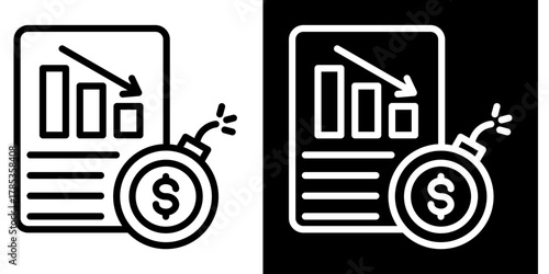 Debt Management  Icon Set White Style Collection