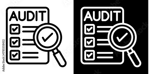 Audit Compliance  Icon Set White Style Collection