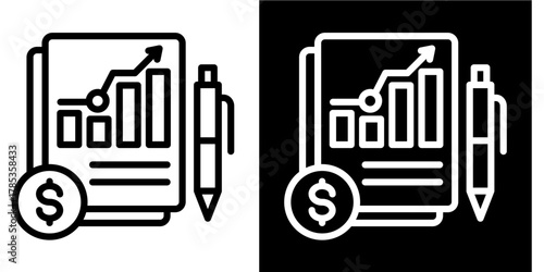 Budget Vs Actual  Icon Set White Style Collection