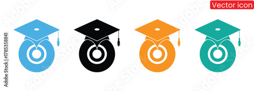 Graduation hat icon. Education cap symbol. Student hat vector illustration. College, school and university graduation ceremony sign.Celebrate graduation with this modern trendy graphic asset,