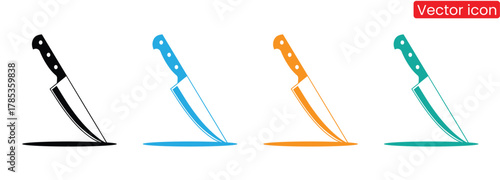 Kitchen knife icon. Set of kitchen knife silhouette. Knife logo vector illustration,Colorful kitchen knives for modern cooking and culinary arts,