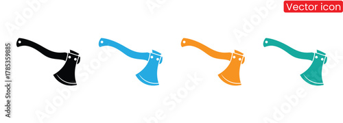 Axe Icon Vector. Simple flat symbol. Illustration pictogram,Colorful axe icon set perfect for outdoors and camping themes,Ax Set Wood work tool Design,