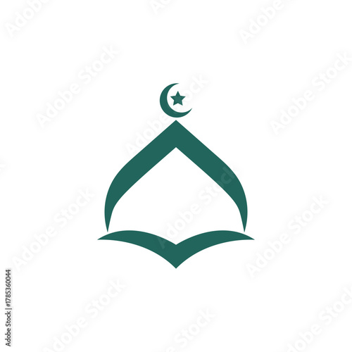 Dome mosque icon silhouette logo vector illustration design template