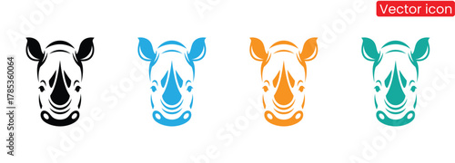 Rhino icon set for conservation projects in modern design,Logo Rhino minimalism African animal wildlife,Rhino silhouette vector on a white background
