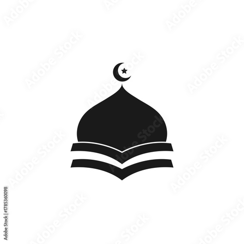 Dome mosque icon silhouette logo vector illustration design template