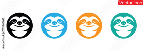 Sloth icon logo design illustration,Cute colorful sloth face icons bring playful charm branding,