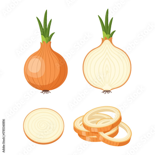 Whole and sliced onions
