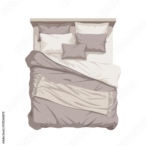 Unmade bed with messy blanket