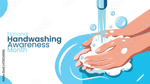 National Handwashing Awareness Month Hygiene Illustration design templet