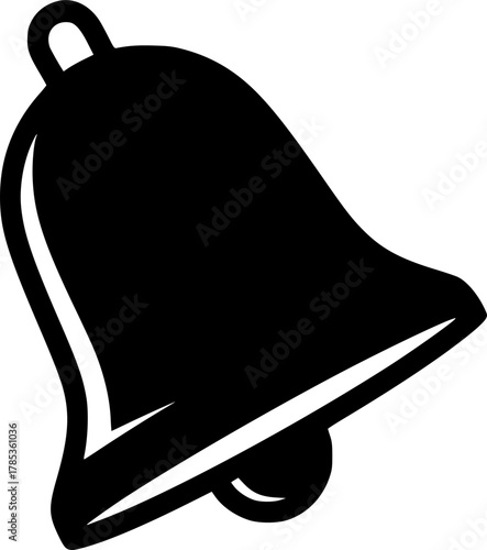 Simple black and white illustration of a bell icon silhouette
