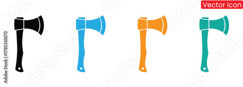 Axe Icon Vector. Simple flat symbol. Illustration pictogram,Colorful axe icon set perfect for outdoors and camping themes,Ax Set Wood work tool Design,