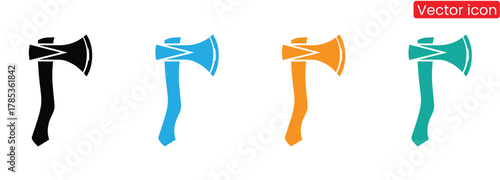 Axe Icon Vector. Simple flat symbol. Illustration pictogram,Colorful axe icon set perfect for outdoors and camping themes,Ax Set Wood work tool Design,