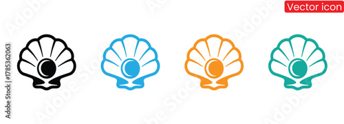 Colorful seashell icons for summer designs or creative projects today,Seashell icon vector set. Shell illustration sign collection. Sea life symbol or logo.Seashell and Marine Life Silhouette