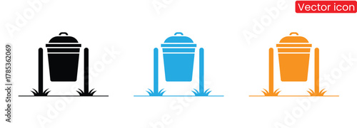 trash can icon set, Trash bin icon,Colorful trash cans for clean streets and public spaces icon,