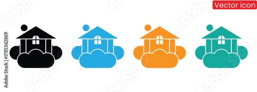 Creative house icons representing home and community in vibrant colors,logo design for houses, residences, villages, logo design icons, symbols, vectors, creative ideas.