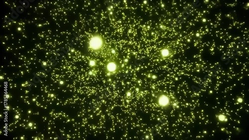 Abstract Glowing Particles Background Animation Loop.