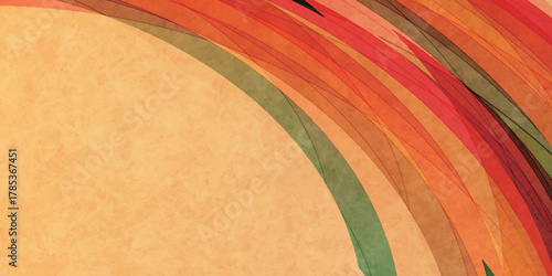 オレンジ　曲線　幾何学　模様　背景