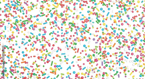 Bright Colorful Sprinkles on White Backdrop Fun Dots, Rods, and Tiny Confetti