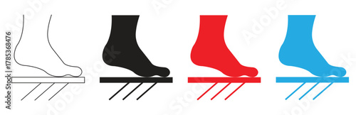 Foot pressure sensor icons in different colors and states