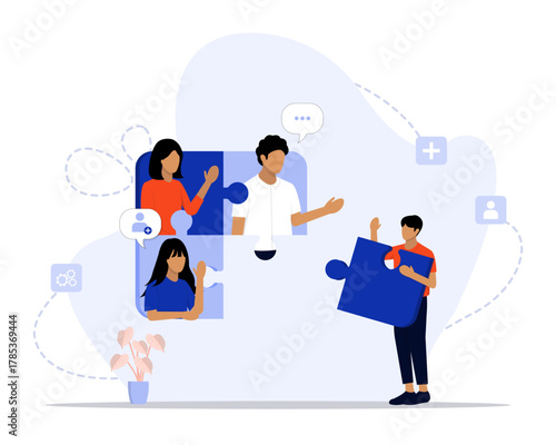 New team members concept illustration. Suitable for landing page, ui, web, App intro card, editorial, flyer, and banner.