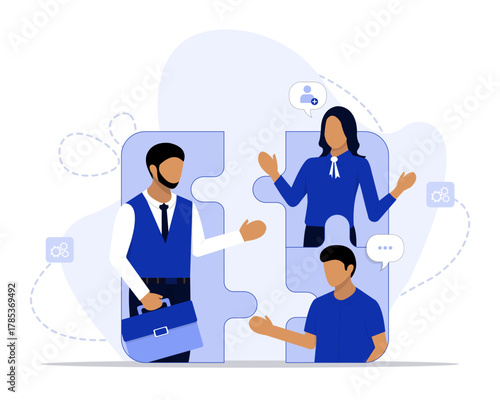 New team members concept illustration. Suitable for landing page, ui, web, App intro card, editorial, flyer, and banner.