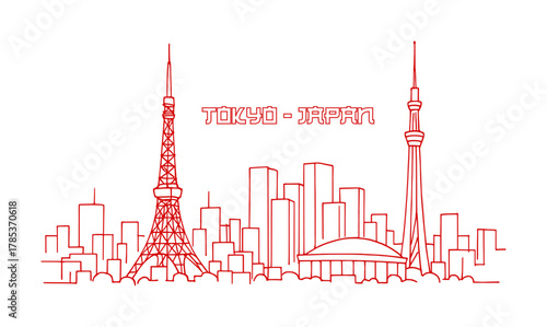 sketch drawing of tokyo city - japan - continous line (artwork 1)