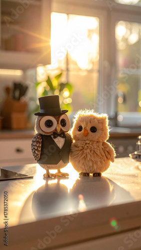 owl sitting on a table