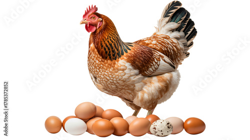 Beautiful hen and fresh eggs, natural goodness for your table