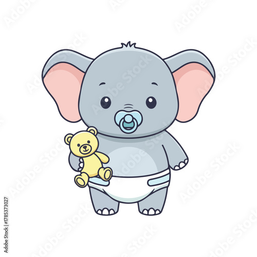 Cute Elephant with Flower