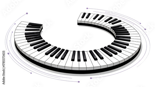 Modern piano keyboard design with creative sound wave elements