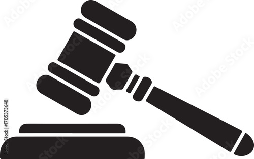 Judge hammer silhouette vector, Judge gavel icon black vector illustration
