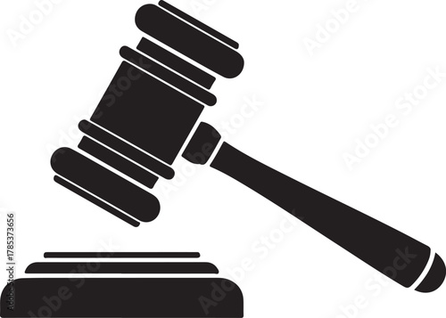 Judge hammer silhouette vector, Judge gavel icon black vector illustration