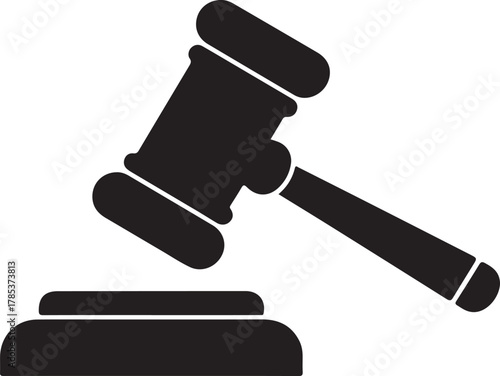Judge hammer silhouette vector, Judge gavel icon black vector illustration
