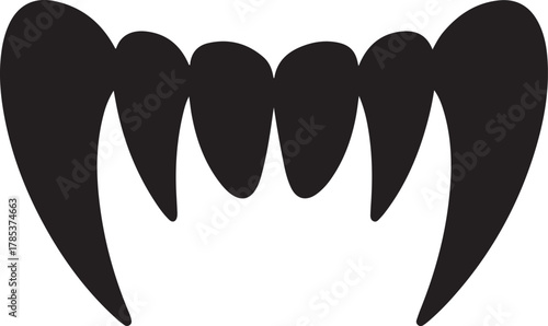 Vector illustration of vampire teeth black silhouette for Halloween design