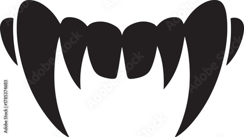 Vector illustration of vampire teeth black silhouette for Halloween design