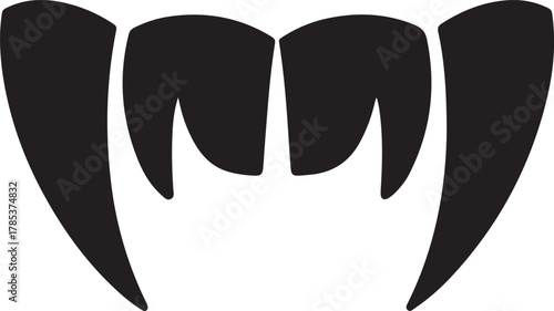 Vector illustration of vampire teeth black silhouette for Halloween design
