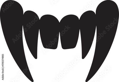 Vector illustration of vampire teeth black silhouette for Halloween design
