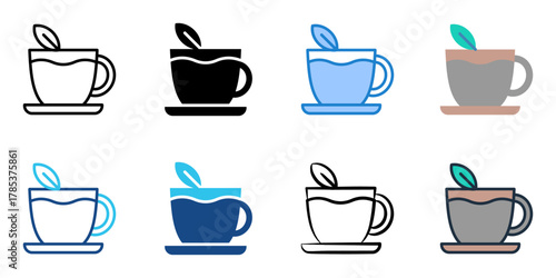 Herbal tea icon set multiple style collection 
